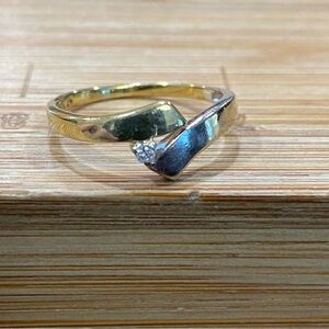 10K Diamond Ring White & Yellow Gold